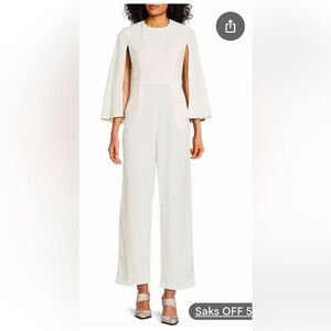 Calvin Klein Women's White Pleated Waist Jumpsuit NWT Flawed Gem! Size 8